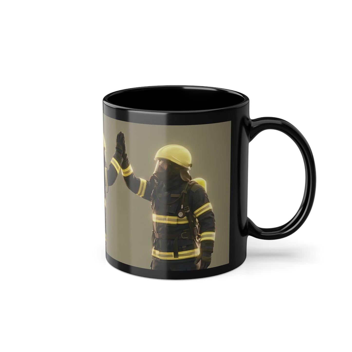 Feuerwehr Tasse 325ml Keramik – Highfive Motiv dunkelblau schwarz
