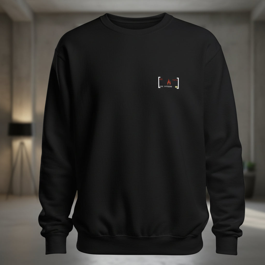 Feuerwehr Sweater Search & Rescue schwarz – Frontansicht mit HUD-Emblem auf der linken Brust