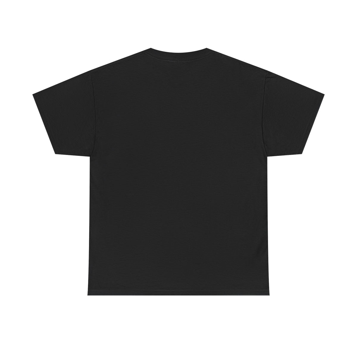 Freigestellte Rückansicht des komplett schwarzen Feuerwehr-Shirts ohne Aufdruck auf weißem Hintergrund.