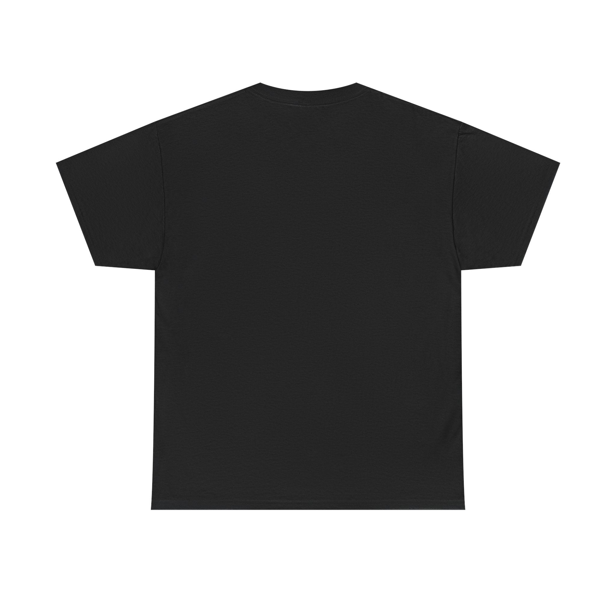 Freigestellte Rückansicht des komplett schwarzen Feuerwehr-Shirts ohne Aufdruck auf weißem Hintergrund.