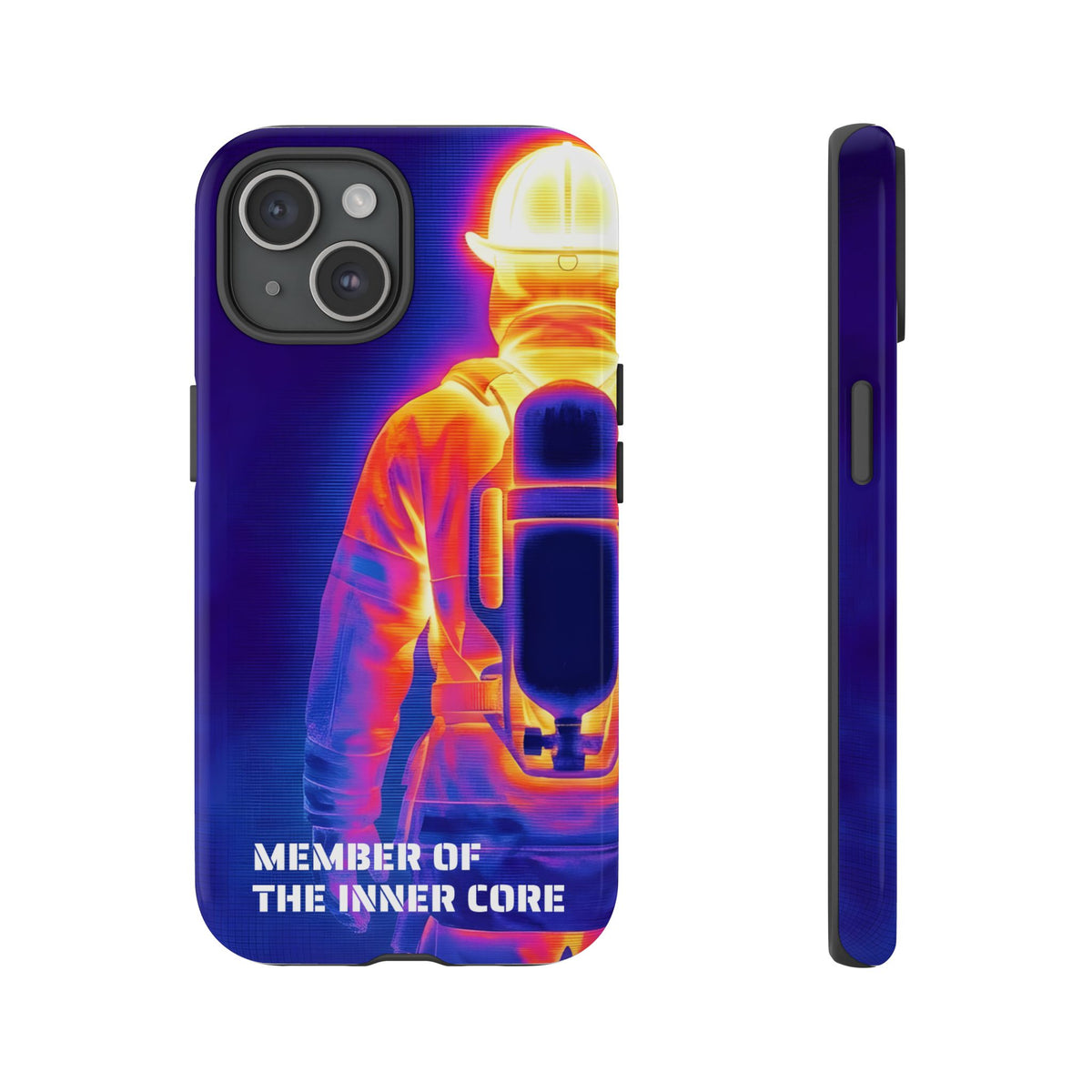 Taktische Feuerwehr-Schutzhülle für das iPhone mit farbigem UV-beständigem Thermografie-Druck.