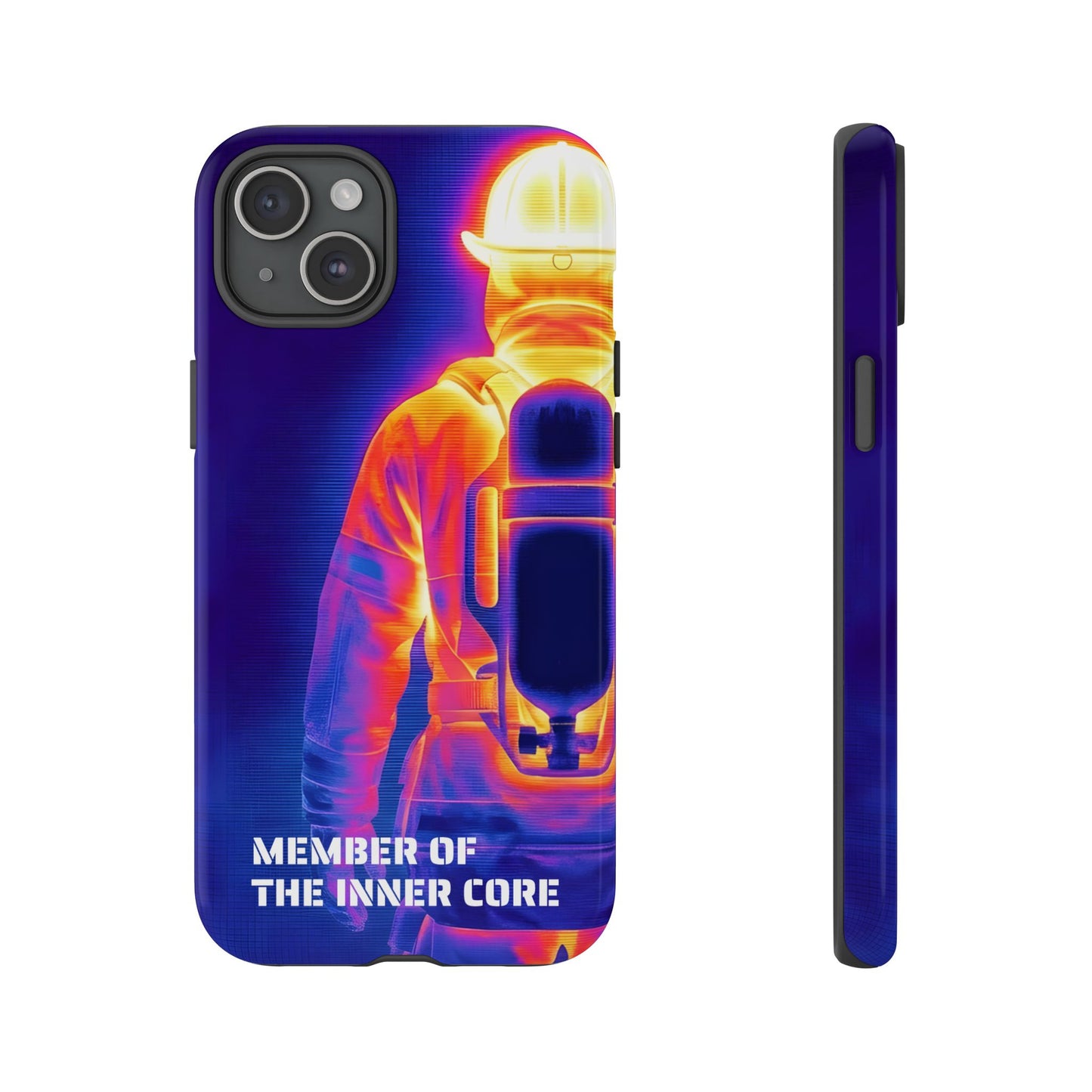 Kratzfestes Smartcase mit dem Motiv eines Feuerwehrmanns unter Atemschutz in Wärmebild-Optik.