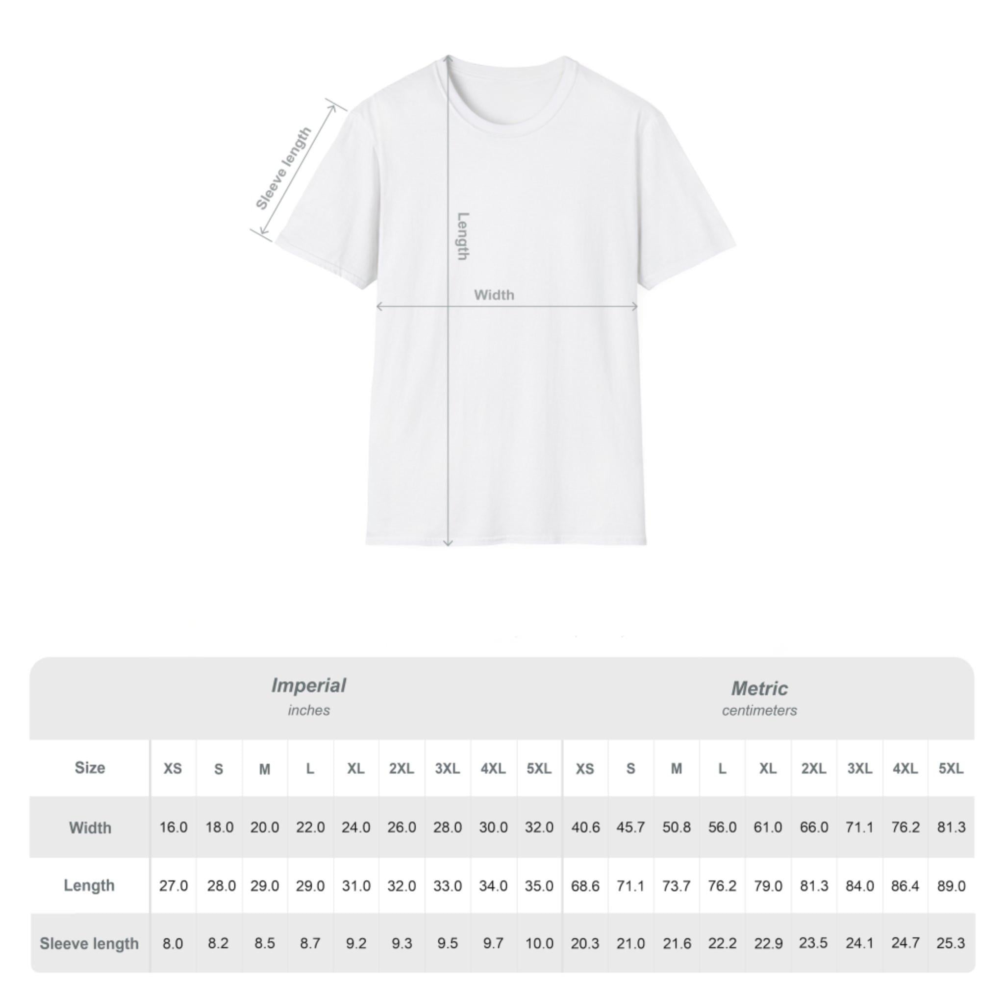 Übersichtliche Größentabelle für das Unisex Feuerwehr-Einsatzshirt mit exakten Zentimeterangaben für Brustbreite und Gesamtlänge.