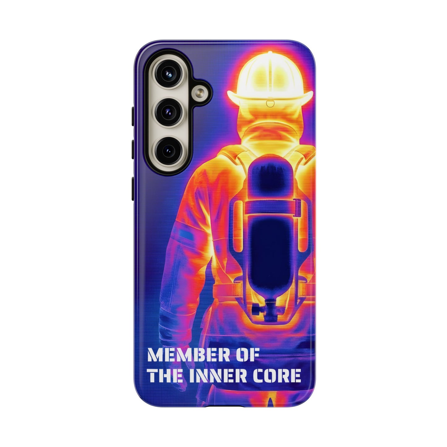UV-beständiges Samsung Smartcase mit leuchtendem Thermografie-Druck als Geschenk für Feuerwehr-Einsatzkräfte.