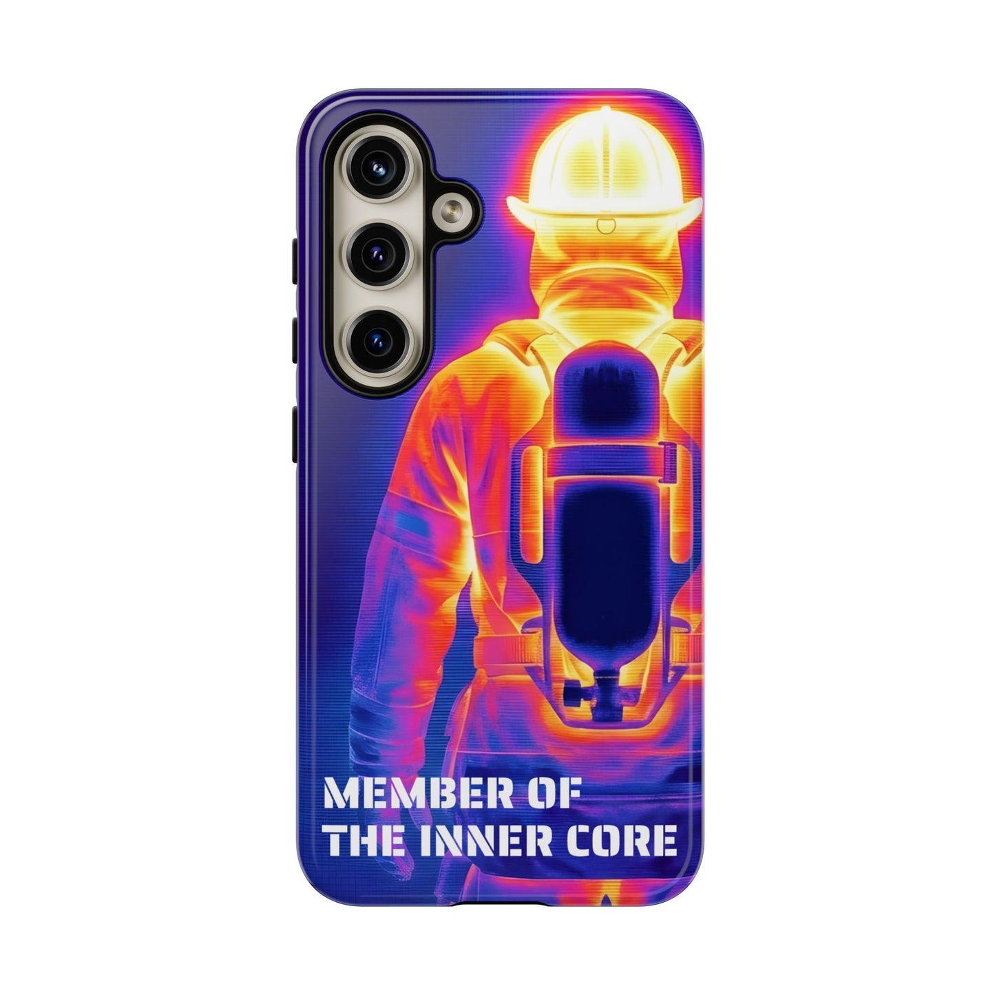 Produktansicht der stoßfesten Feuerwehr-Handyhülle für klassische Samsung Galaxy Modelle mit abgerundetem Rahmen.