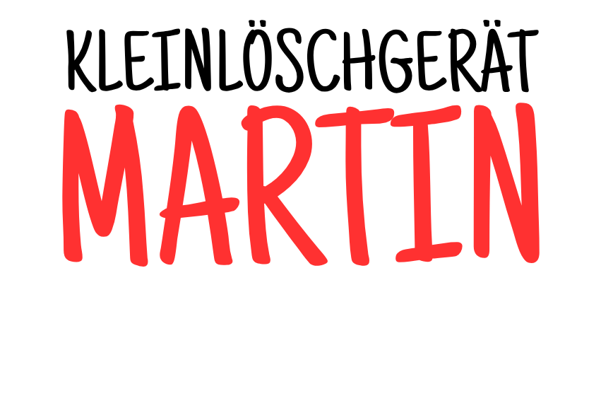 Quadratischer Bildausschnitt mit dem Fokus auf den personalisierten Feuerwehr-Aufdruck Kleinlöschgerät Martin.